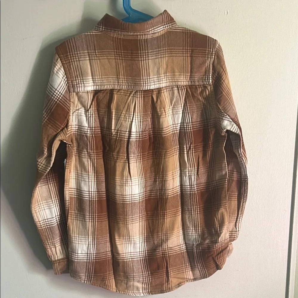New The Children's Place Boy’s Earth Tones and Brown Flannel Plaid Shirt